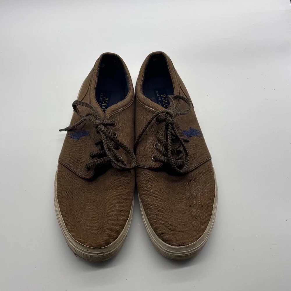 Polo Ralph Lauren Faxon Low Brown Canvas Sneakers Mens 12D